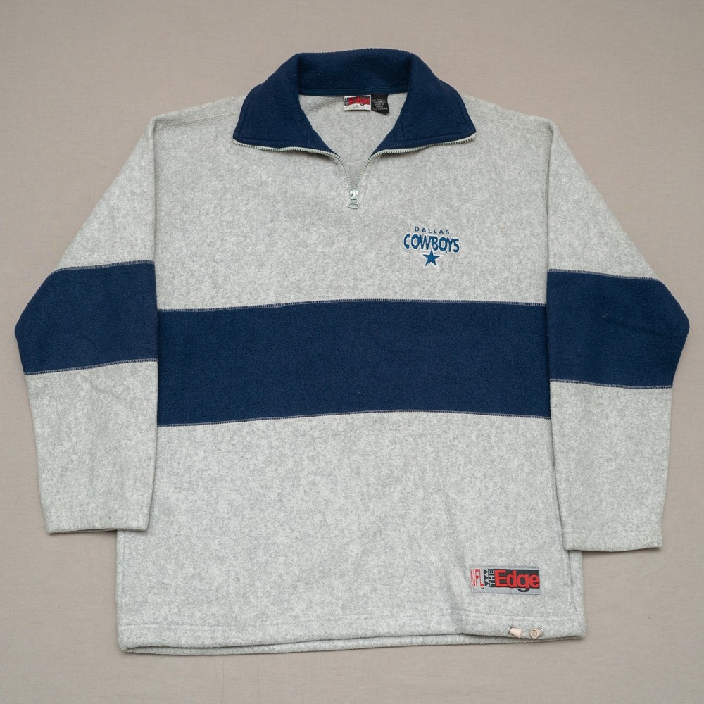 Vintage 90s Dallas‎ Cowboys 1992 NFL The Edge 1/4 Zip Fleece Pullover Sweatshirt